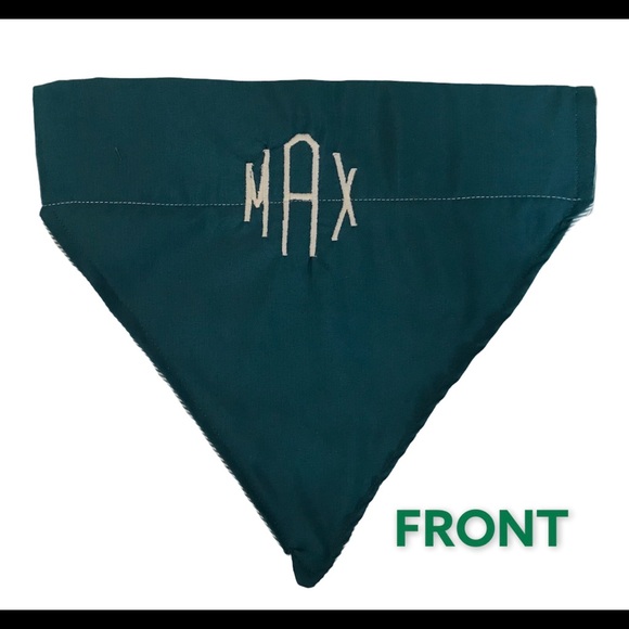 DOG BANDANA PERSONALIZED MAX EMBROIDERED TEAL - Picture 2 of 7